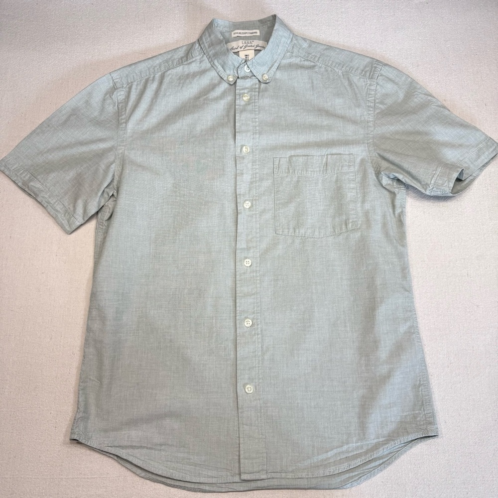 H&M L.O.G.G. Button Up Shirt Mens Small Green Short Sleeve Pocket Cotton